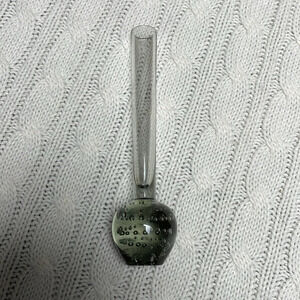 Murano inspired bud vase. Smoky bulb at base with bubbles. 6” tall, 1.5” wide